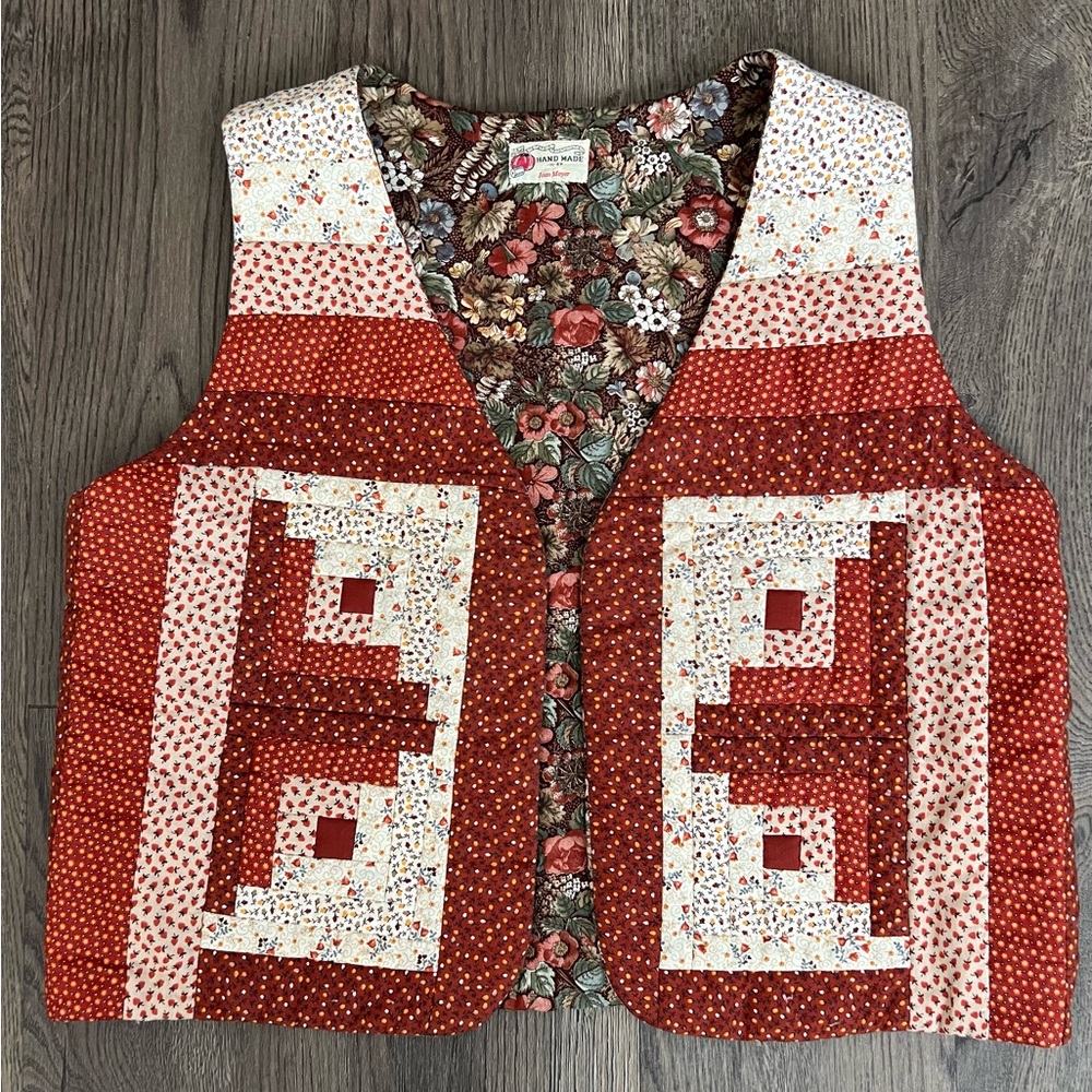 Vintage Handmade Quilt Vest, “Hand Made by Joan Moyer”